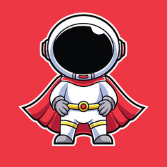 Cute Astronaut Superheroes Cartoon Illustration