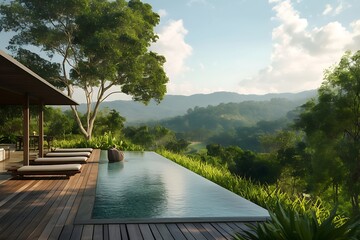 Modern Tropical Villa with Infinity Pool and Mountain View