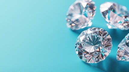 Fototapeta premium A close up of five diamonds on a blue background