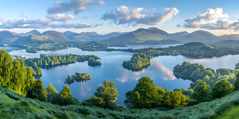 Obraz premium Picturesque Panoramic View of a Lake and Mountains