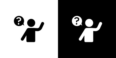 Person asking question icon linear logo isolated