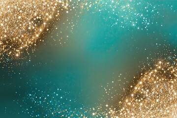 Vibrant Aquamarine and Gold Gradient with Shimmering Light Effects in Engaging Digital Artwork