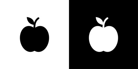 Red apple icon linear logo isolated