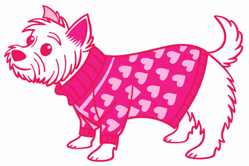 illustrate a Yorkshire terrier wearing a heart