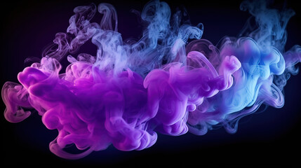 Fototapeta premium Gorgeous neon blue and purple multicolored smoke puff cloud design