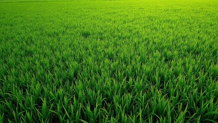 Fototapeta premium Green grassy surface, vibrant green, dense texture, natural lighting