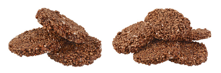 amaranth cookies with carob isolated on white background with full depth of field. Healthy food.