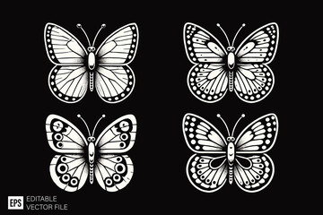 butterfly dark art style vector design black and white illustration