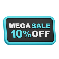 mega sale 10% off 3d icon isolated on the white background