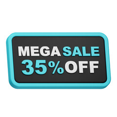 mega sale 35% off 3d icon isolated on the white background