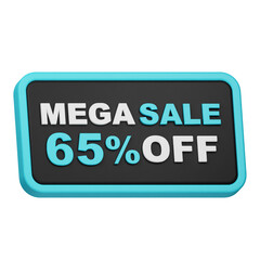 mega sale 65% off 3d icon isolated on the white background