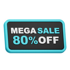 mega sale 80% off 3d icon isolated on the white background