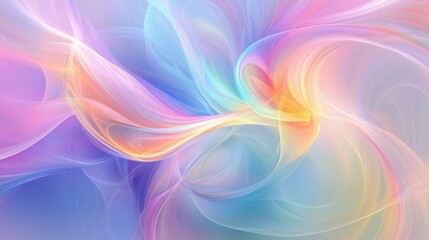 Obraz premium soft rainbow abstract swirls, seamless background, gentle curves, pastel tones, calming vibe, minimalistic feel, smooth flow
