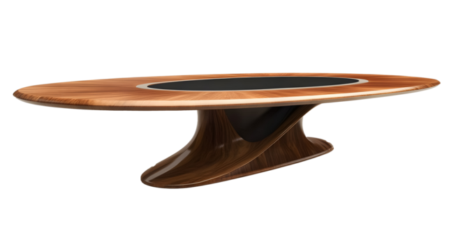 Oval zen conference table on a transparent background. isolated background.