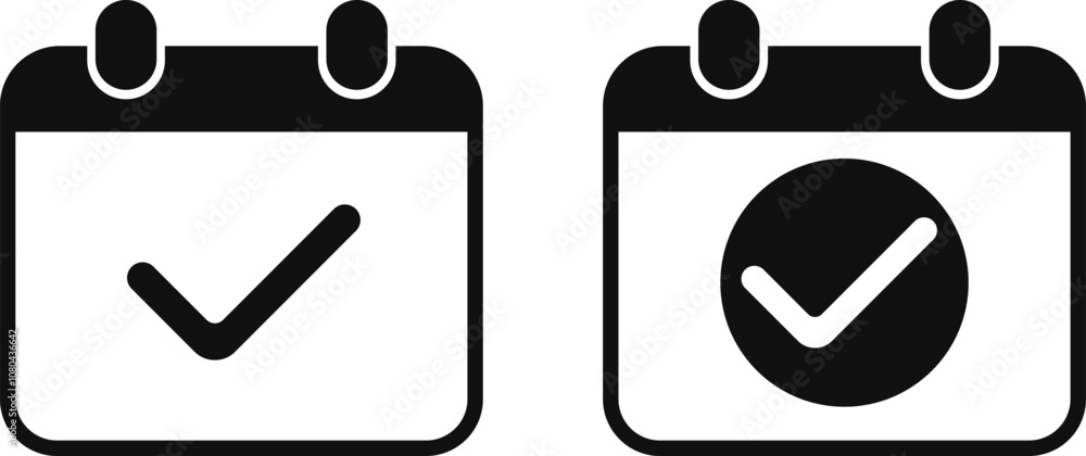 Fototapete calender icon set. work schedule symbol. date available sign. calendar with check mark icon.