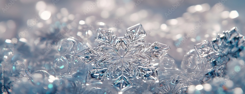 Poster elegant snowflake pattern on a new yearâ€™s theme, crisp and sophisticated.