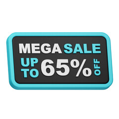 mega sale up to 65% off 3d icon isolated on the white background