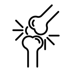 Arthritis knee joint pain icon linear logo mark in black and white
