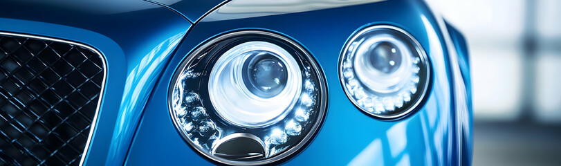 Front headlight of a luxury car close-up, emphasizing high-end design  -