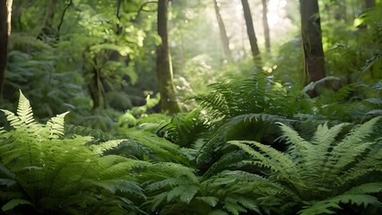 Fototapeta premium Fern leaves in the forest