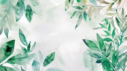 An abstract watercolor background featuring green brushstrokes, creating a calming and artistic design with a gradient effect