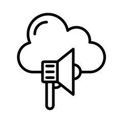 Cloud Marketing icon linear logo mark in black and white