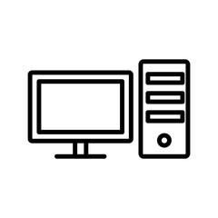 Computer icon linear logo mark in black and white