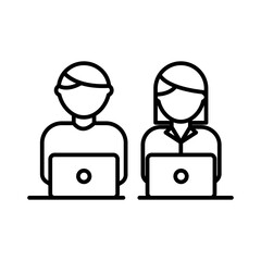 Coworking icon linear logo mark in black and white