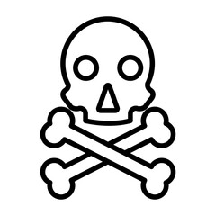 Crossbones skull icon linear logo mark in black and white
