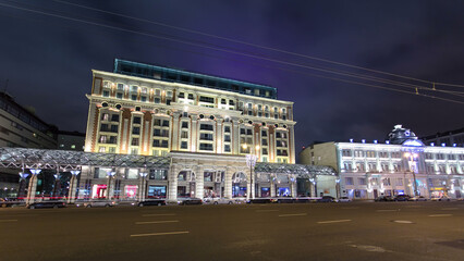 Naklejka premium The head of Tverskaya street of Moscow timelapse hyperlapse.