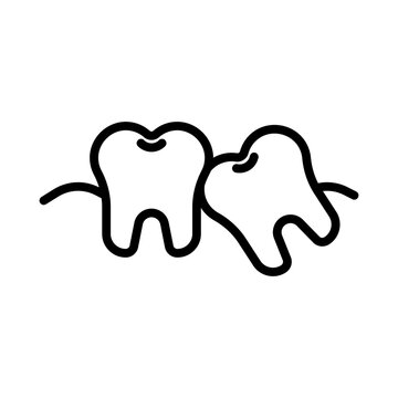 recommend clip art: Crooked teeth icon linear logo mark in black and white