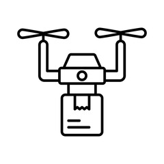 drone delivery icon linear logo mark in black and white