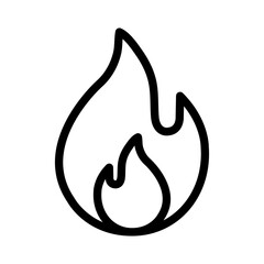 Flame fire icon linear logo mark in black and white