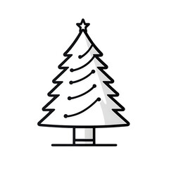 Fototapeta premium Minimalist Black and White Christmas Tree Line Art