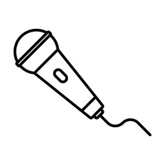 Microphone icon linear logo mark in black and white