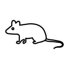 Mouse animal icon linear logo mark in black and white