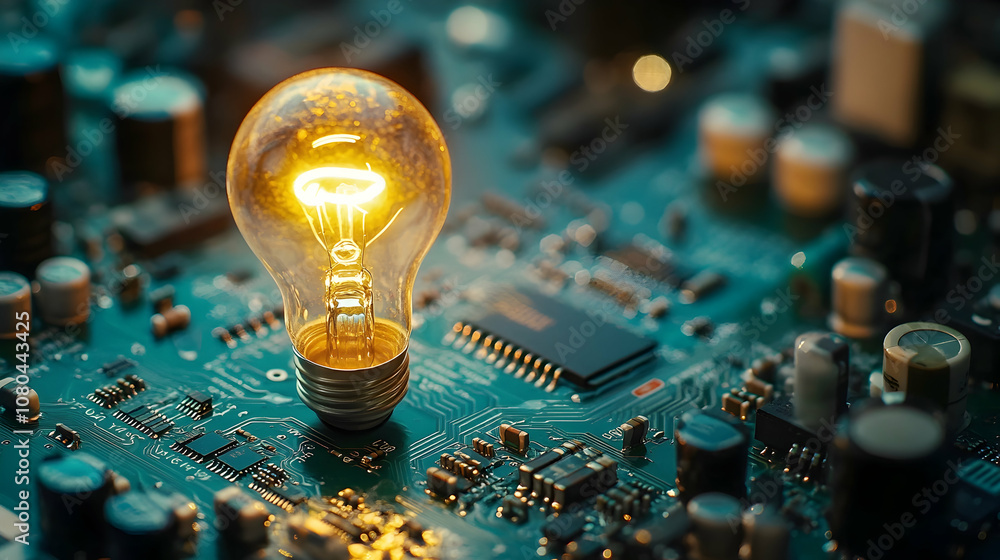 Poster light bulb on circuit board a?