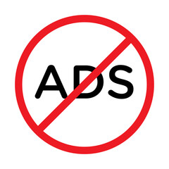 No ads icon linear logo mark in black and white