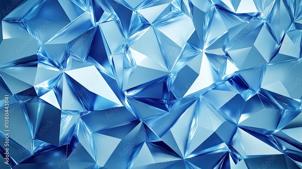 Wall mural a stunning abstract background of interlocking blue crystal shapes, creating a dynamic and vibrant v