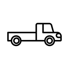 Pickup truck icon linear logo mark in black and white