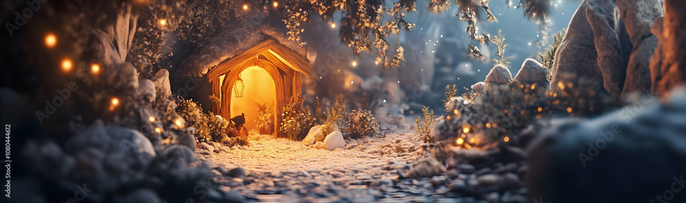 Poster manger scene with soft, warm lighting creating a serene atmosphere -