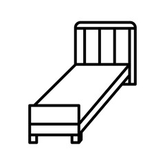 Single bed icon linear logo mark in black and white