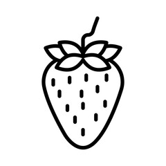 strawberry icon linear logo mark in black and white