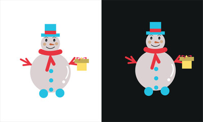 Snowman characters vector set design, Snowman characters vector set design, snowman with gift,