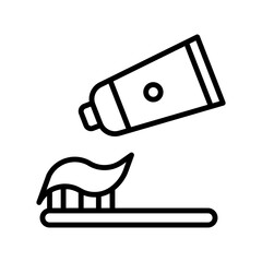 tooth brush icon linear logo mark in black and white