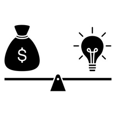 comparing money with ideas glyph icon