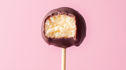 
a vanilla cake pop covered in hard milk chocolate