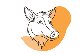 Detailed Warthog Head Line Art Vector