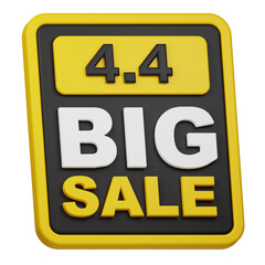 4.4 big sale 3d icon isolated on the white background