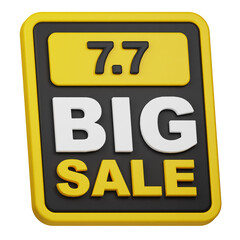 7.7 big sale 3d icon isolated on the white background